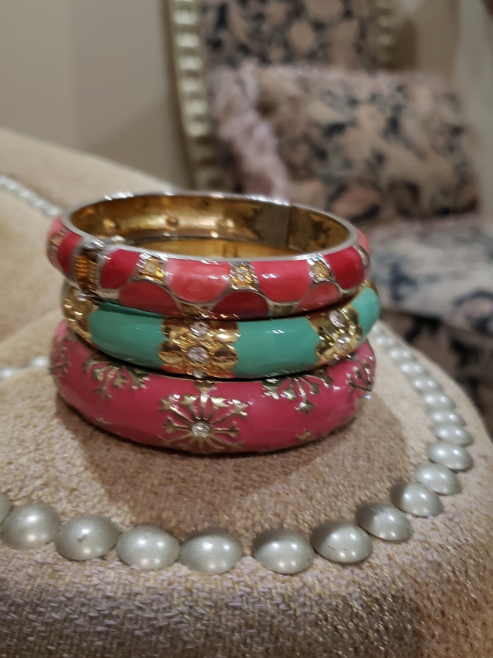 Bundle Set Of 3 Vintage Enamel Bracelets *PRICE FIRM*